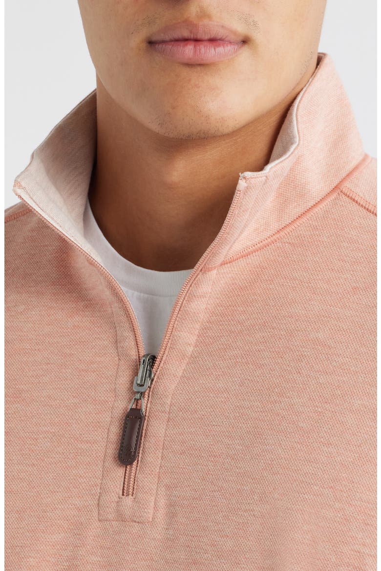 Icon Reversible Cotton Blend Quarter Zip Pullover, Alternate, color, PEACH/ WHITE