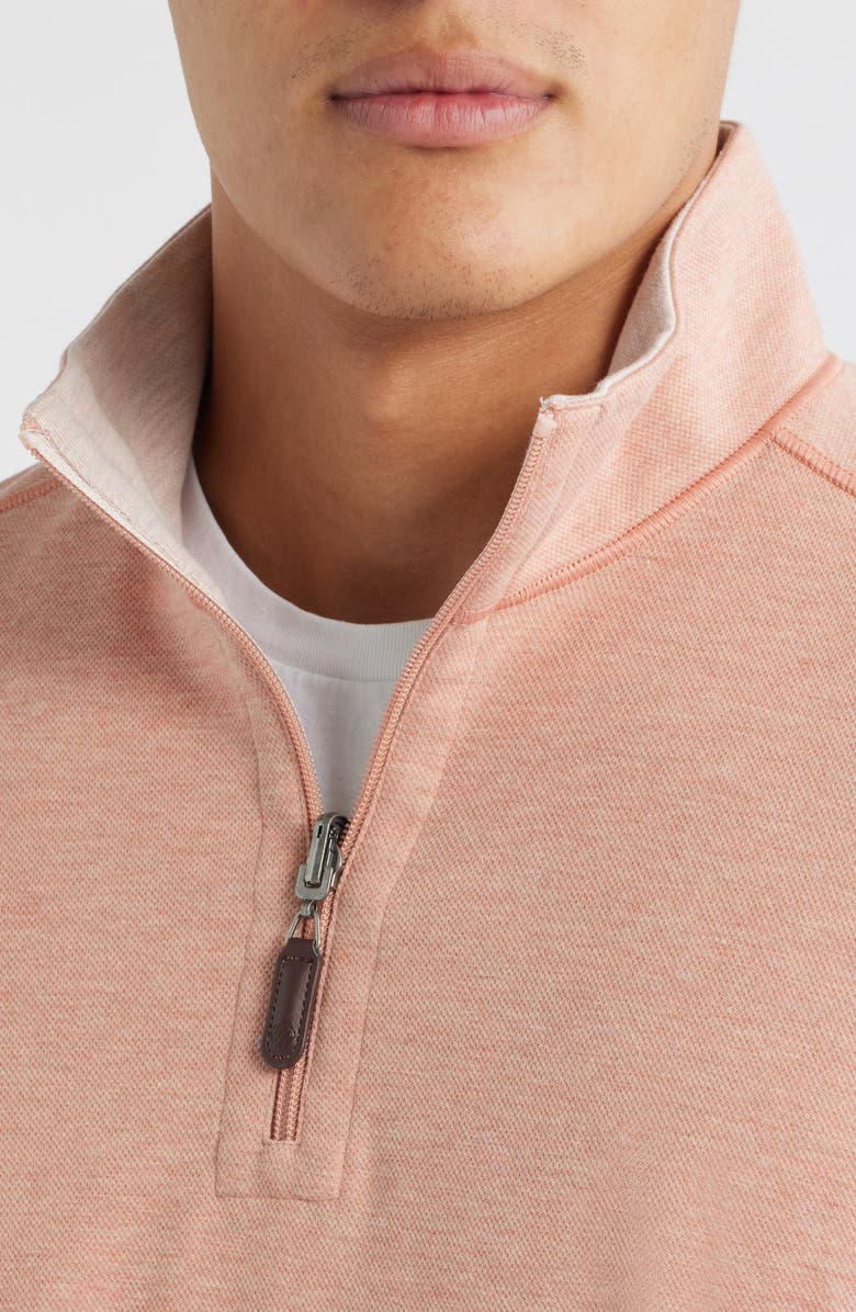 Johnston & Murphy Icon Reversible Cotton Blend Quarter Zip Pullover, Alternate, color, Peach/ White