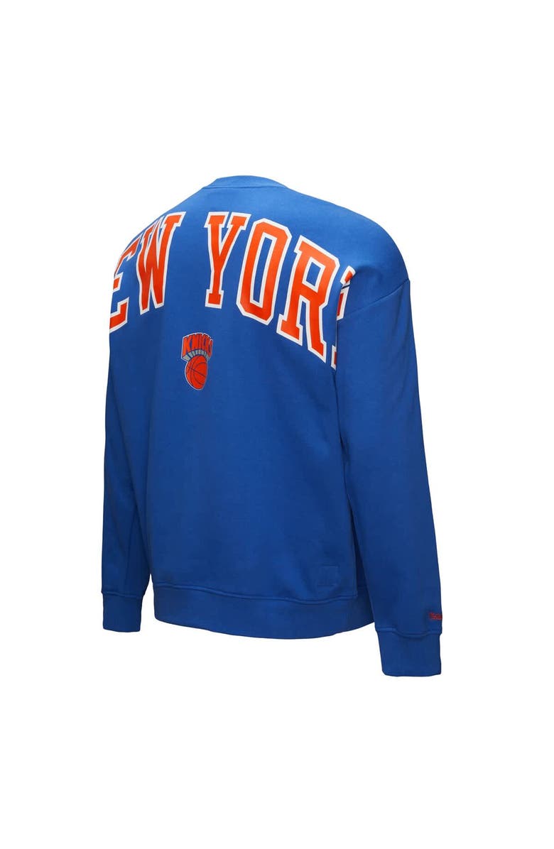 Mitchell & Ness Men's Mitchell & Ness Blue New York Knicks Hardwood Classics There & Back 2.0 Vintage Pullover Sweatshirt, Alternate, color, 