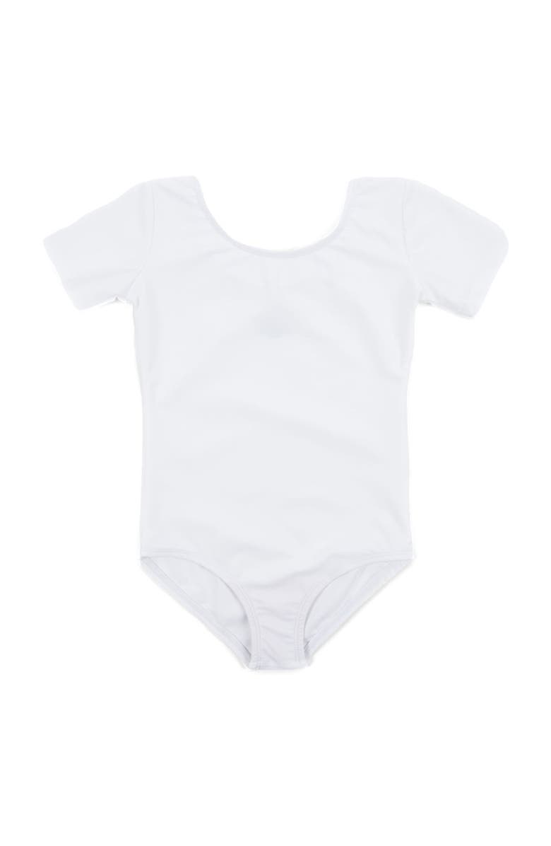 Leveret Girls Short Sleeve Leotard, Main, color, White