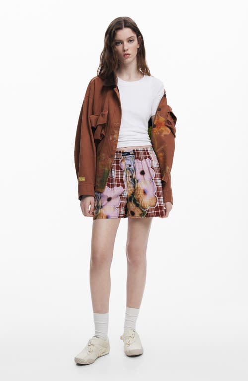 Desigual Mixed Print Cotton Shorts In Floral Multi