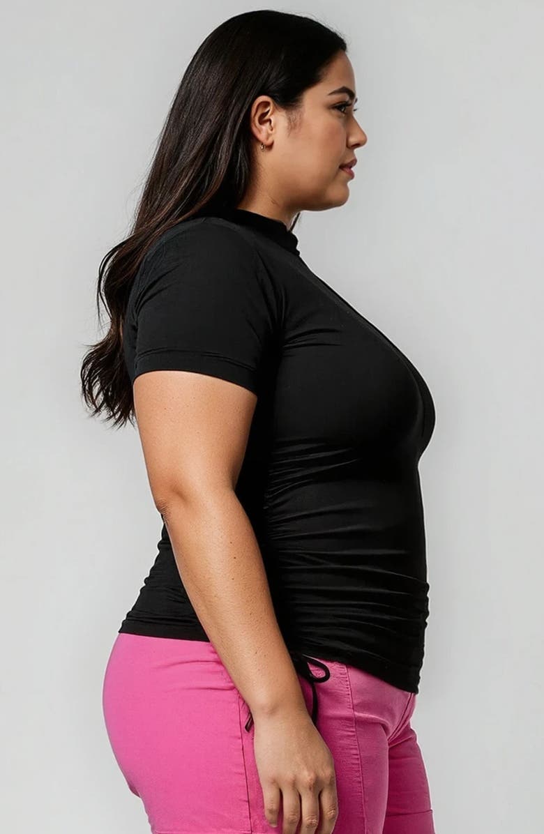 Calypsa Plus Size Half-Zip Adele Swim Top, Alternate, color, Black