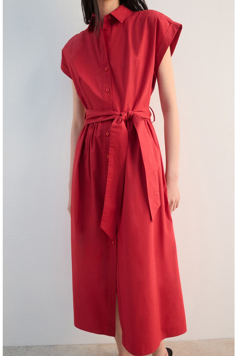 Tie Belt Shirtdress, Alternate, color, RED