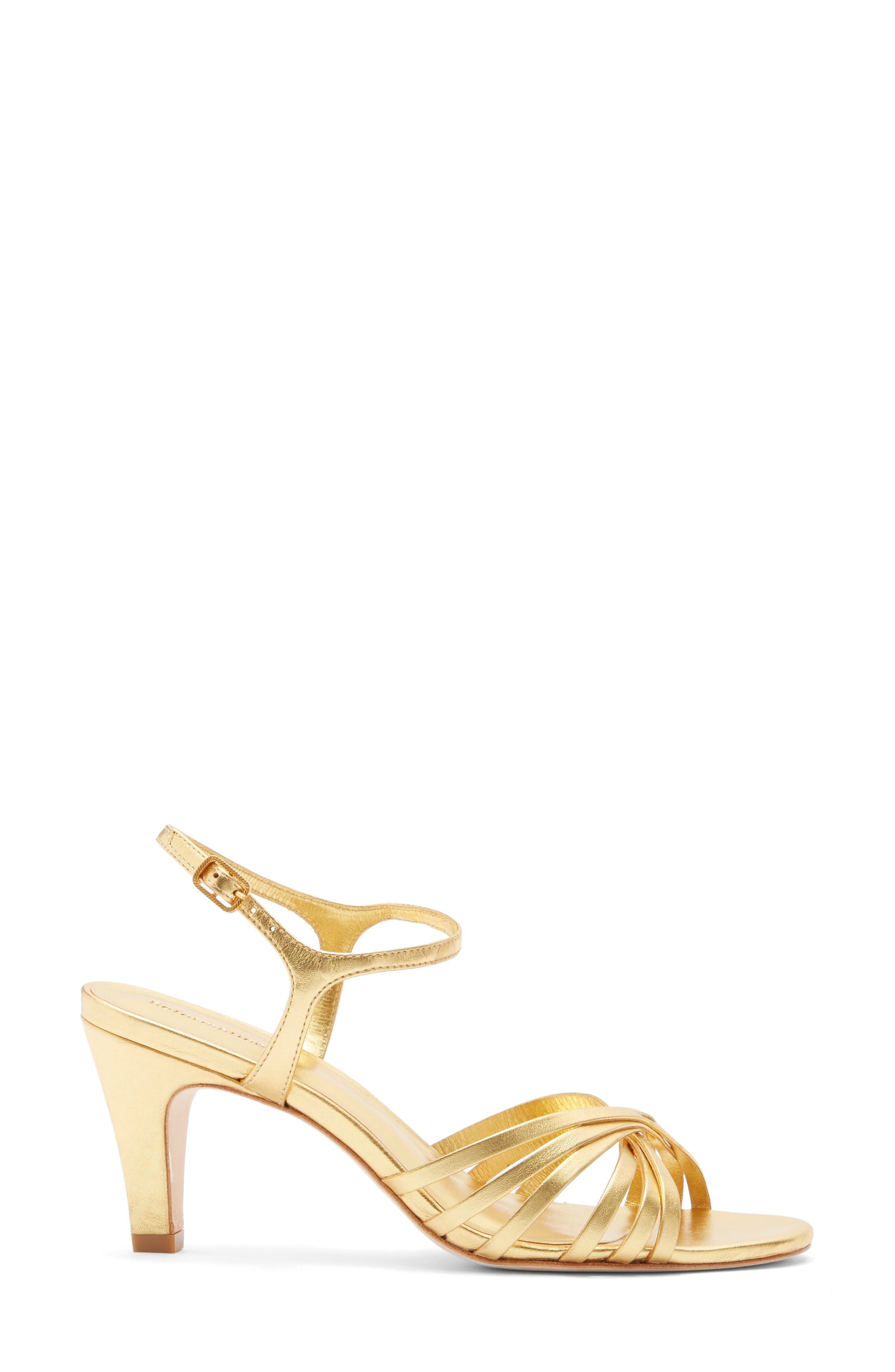 Reformation Paloma Ankle Strap Sandal, Alternate, color, Vintage Gold