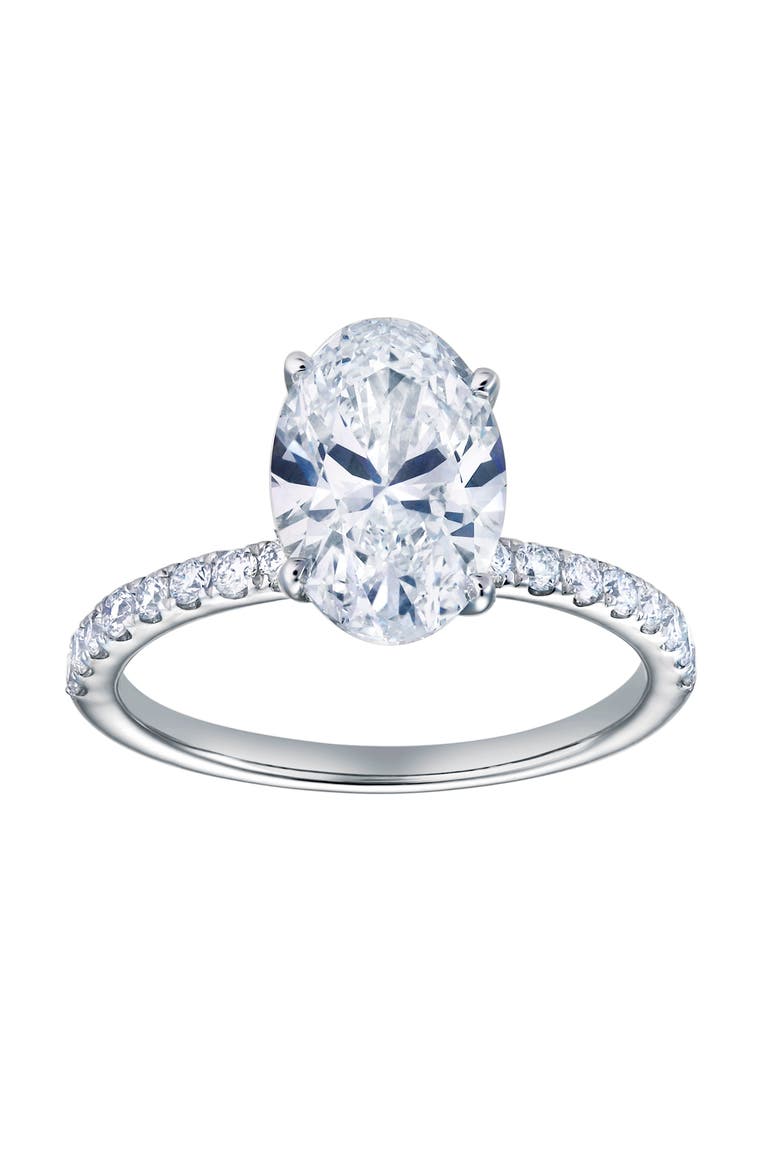 Adriana 14K White Gold Oval Lab Grown Diamond Hidden Halo Engagement Ring - 2.35 Ct, Main, color, 14K White Gold