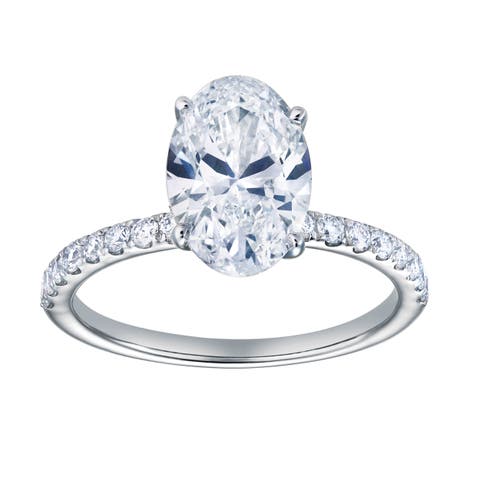 Adriana 14K White Gold Oval Lab Grown Diamond Hidden Halo Engagement Ring - 2.35 Ct