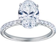 LuvMyJewelry Adriana 14K White Gold Oval Lab Grown Diamond Hidden Halo Engagement Ring - 2.35 Ct