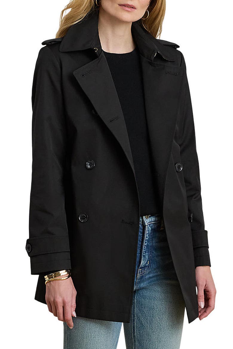 Double Breasted Cotton Blend Jacket, Alternate, color, BLACK