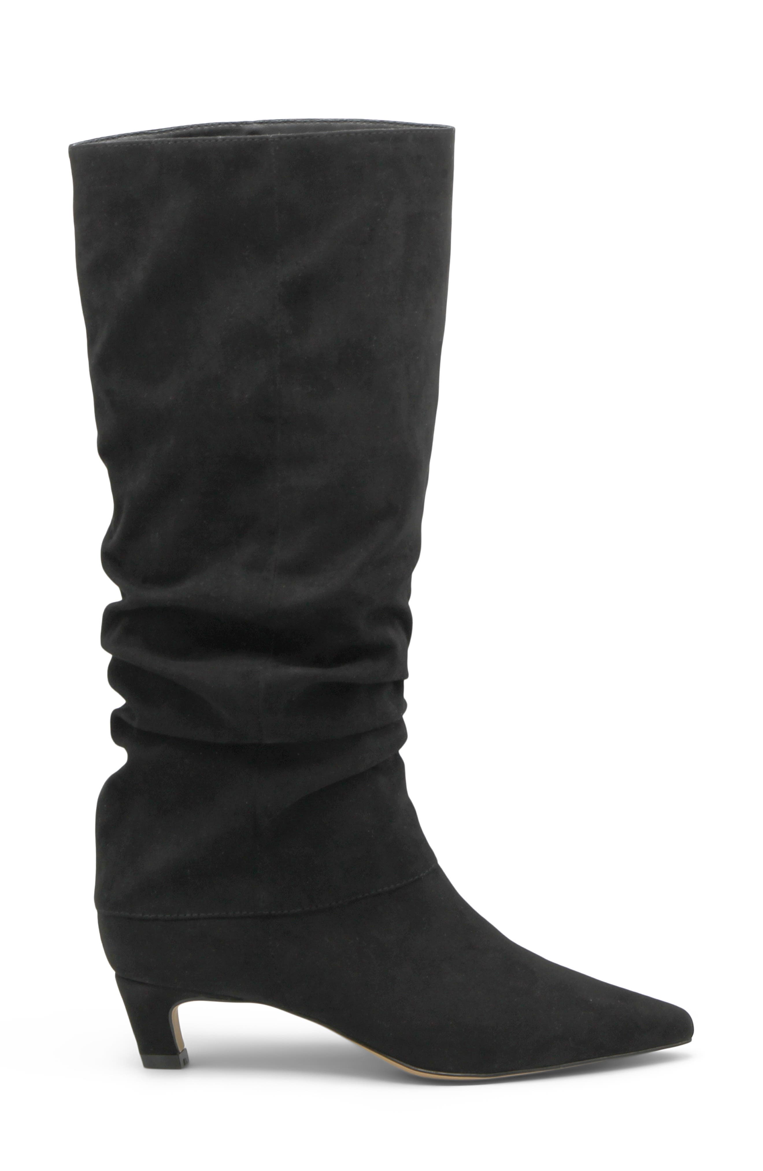 Access Slouch Pointed Toe Kitten Heel Boot, Alternate, color, BLACK