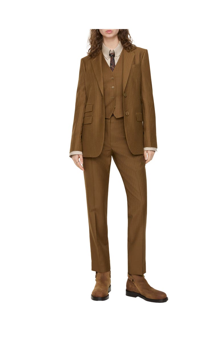 Burberry Wool Mohair Tailored Trousers, Main, color, Hazelnut Brown