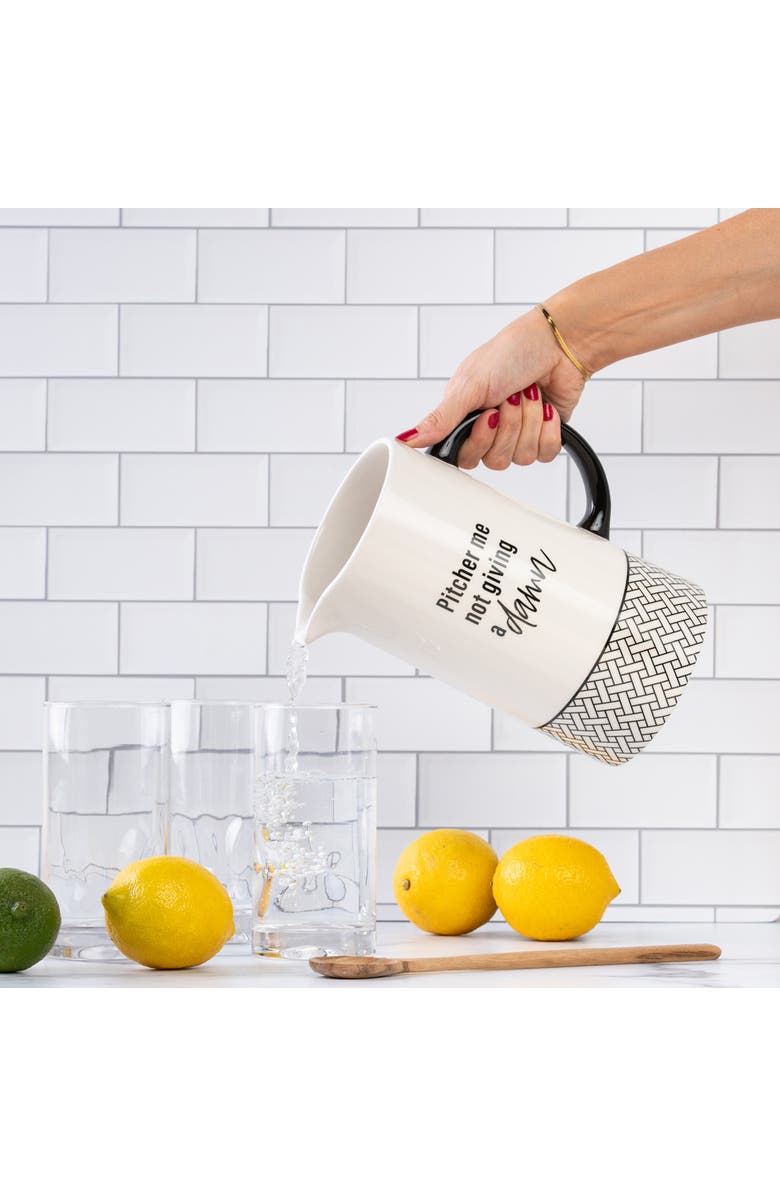 Totalee Gift Not Giving A Damn Pitcher w/ Spoon Set of 2 Ceramic White, Alternate, color,