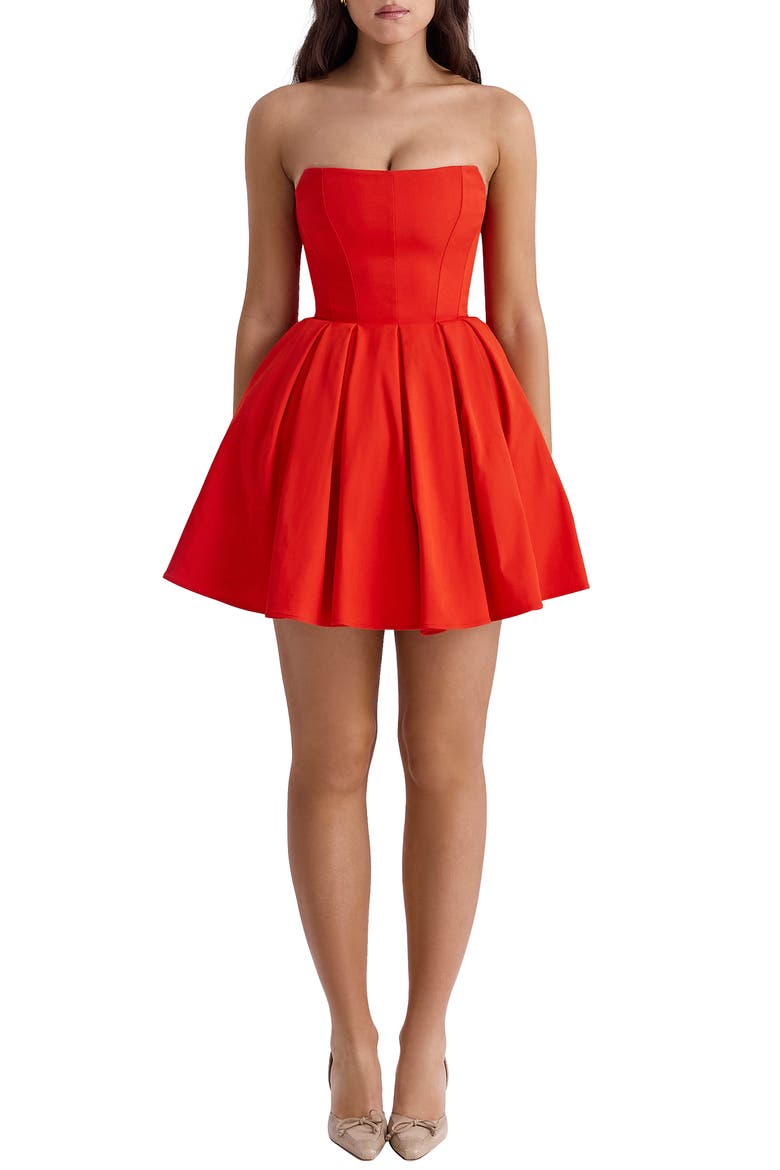 bhldn strapless corset fit & flare mini dress BHLDN Strapless Pleated Fit & Flare Mini Dress