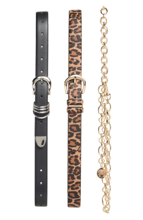 3-for-1 Faux Leather & Chain Belt Set