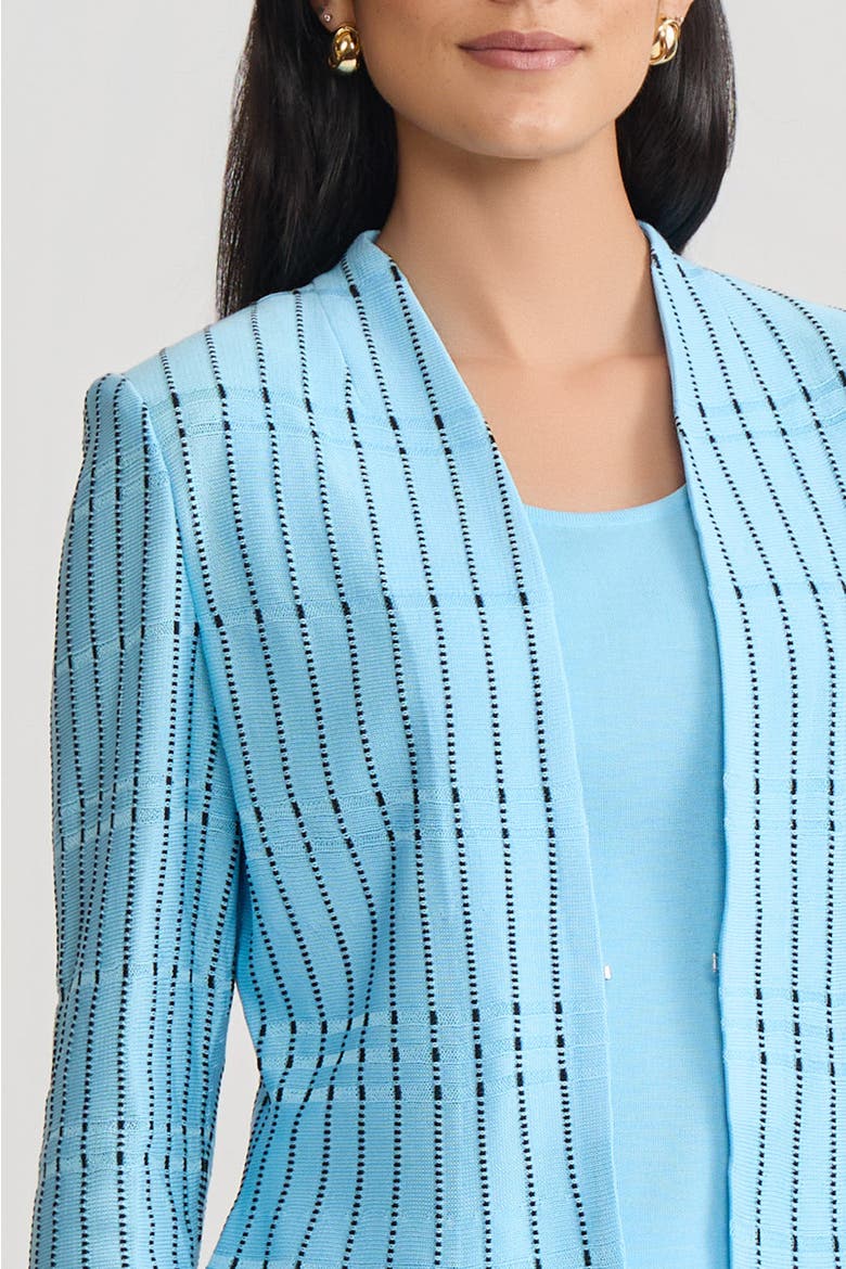 Tailored Dotted Stripe Peplum Knit Jacket, Alternate, color, Serene/Black