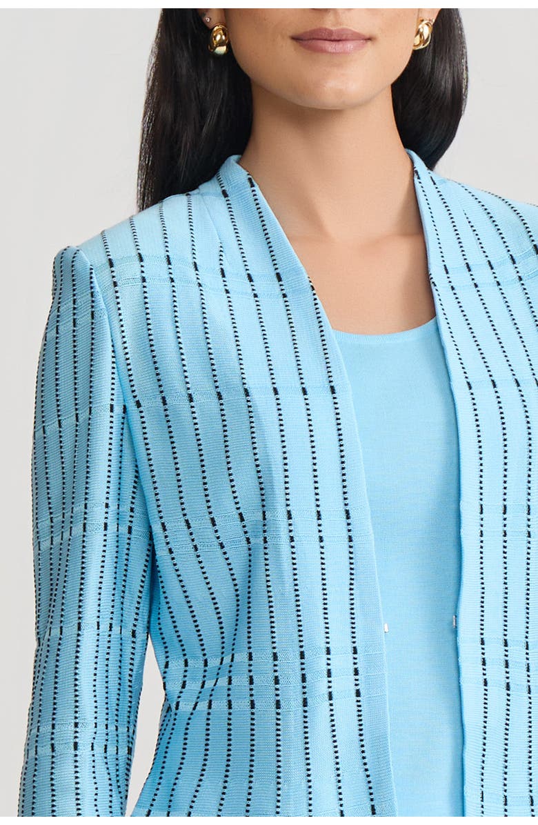 Ming Wang Tailored Dotted Stripe Peplum Knit Jacket, Alternate, color, Serene/Black