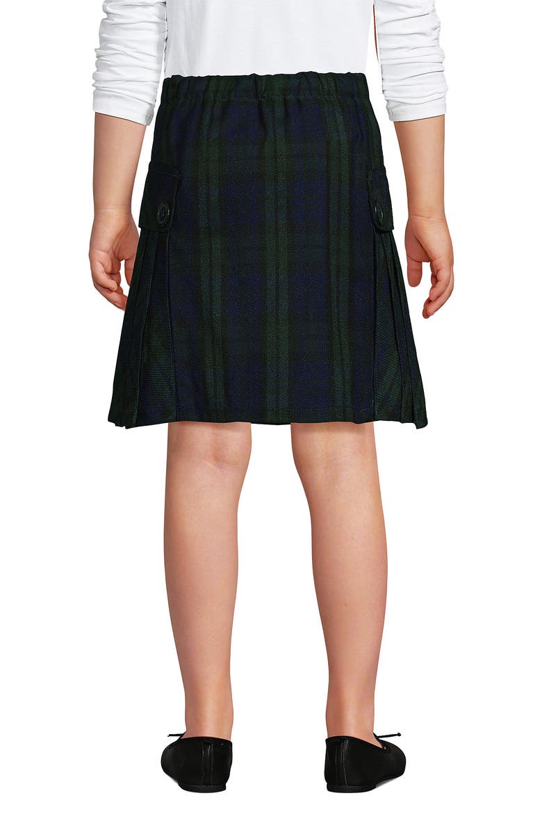 Girls Plus Side Pleat Plaid Skort Above the Knee, Alternate, color, Classic Navy/Evergreen Plaid