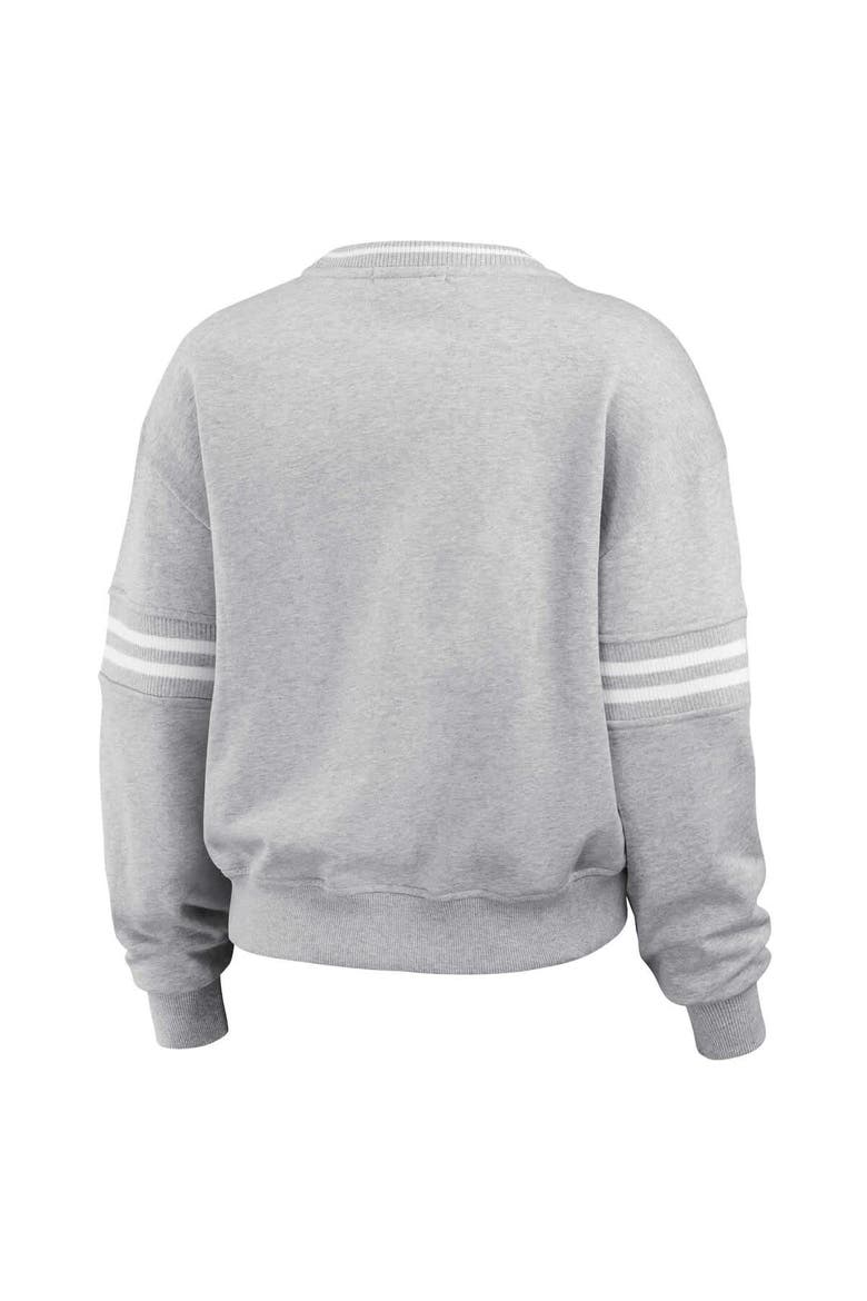 Women's WEAR by Erin Andrews Heather Gray Oregon Ducks Classic Stripe Pullover Sweater, Alternate, color, Heather Gray
