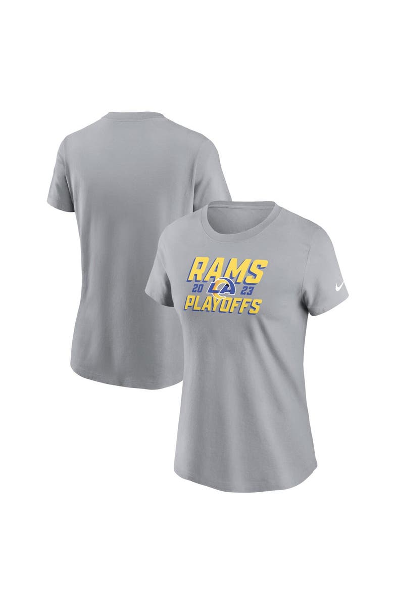 Nike Women's Nike Gray Los Angeles Rams 2023 NFL Playoffs Iconic T-Shirt, Main, color, 