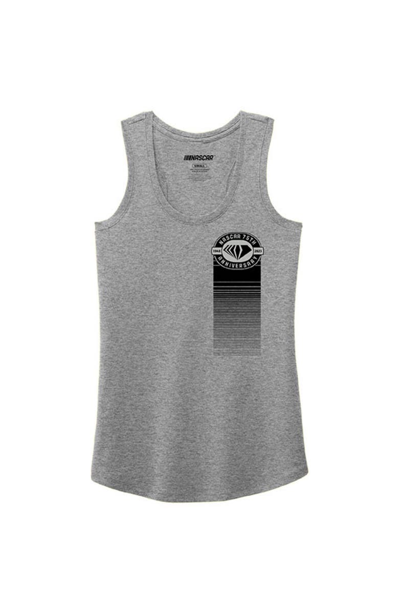 E2 APPAREL Women's E2 Apparel Heather Gray NASCAR 75th Anniversary Racerback Tank Top, Alternate, color,
