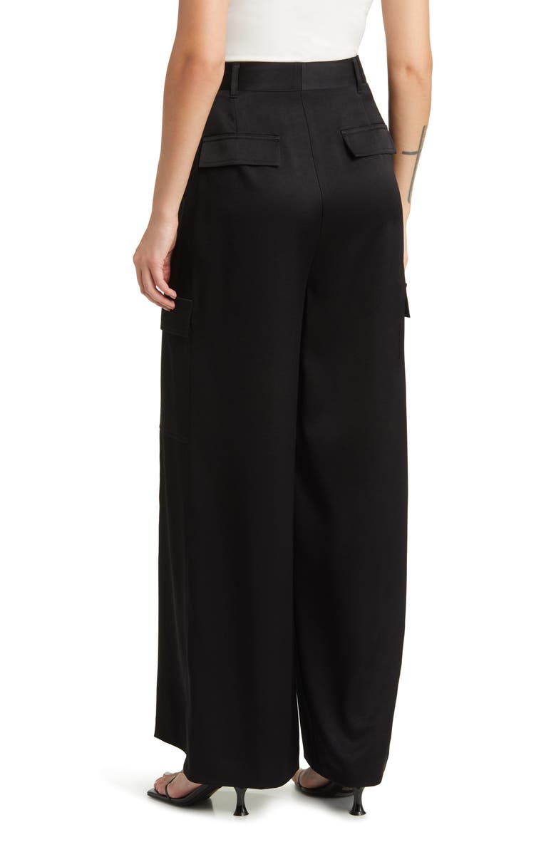 KOBI HALPERIN Satin Back Crepe Wide Leg Cargo Pants, Alternate, color, 