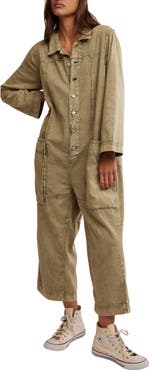 Free People Margarita Long Sleeve Denim Jumpsuit
