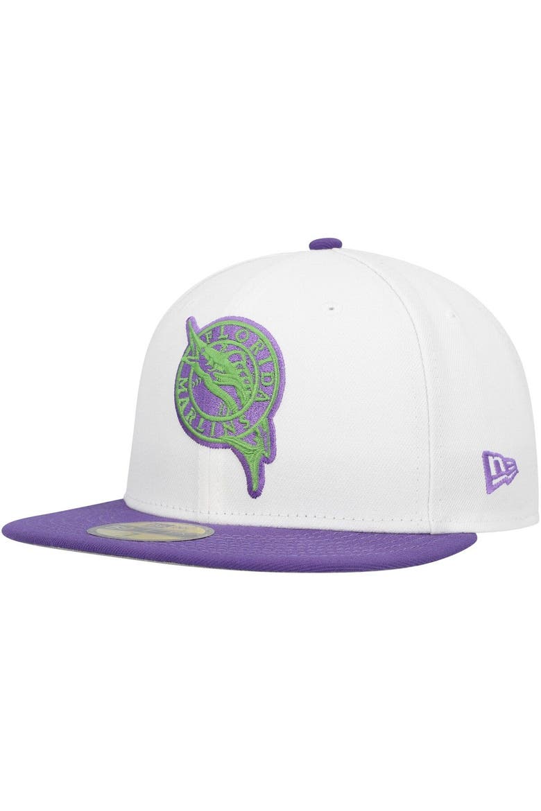 Men's New Era White Florida Marlins  Side Patch 59FIFTY Fitted Hat, Alternate, color, White