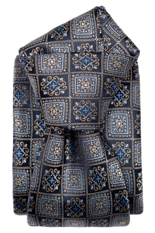 Elizabetta De Sica- Silk Jacquard Tie For Men In Navy And Blue