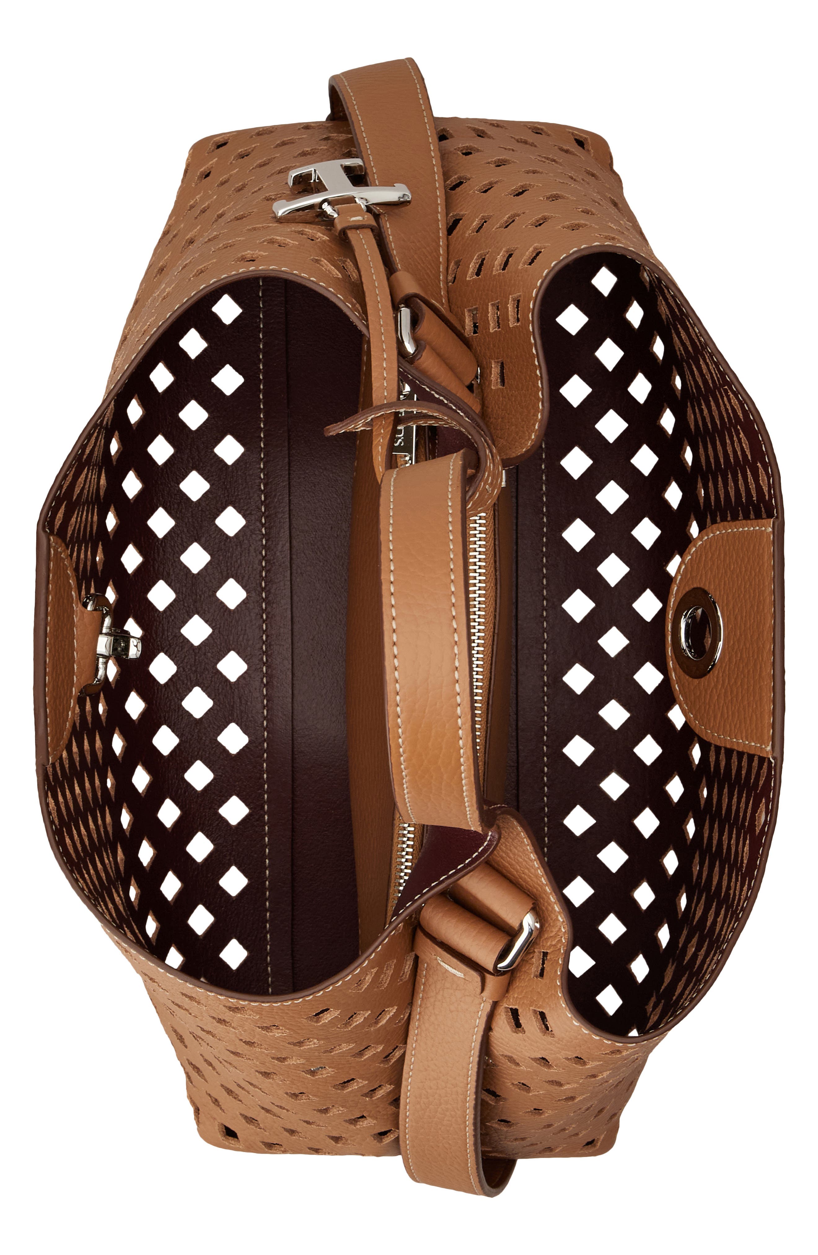 Tod's Apa Perforated Leather Top Handle Bag, Alternate, color, 