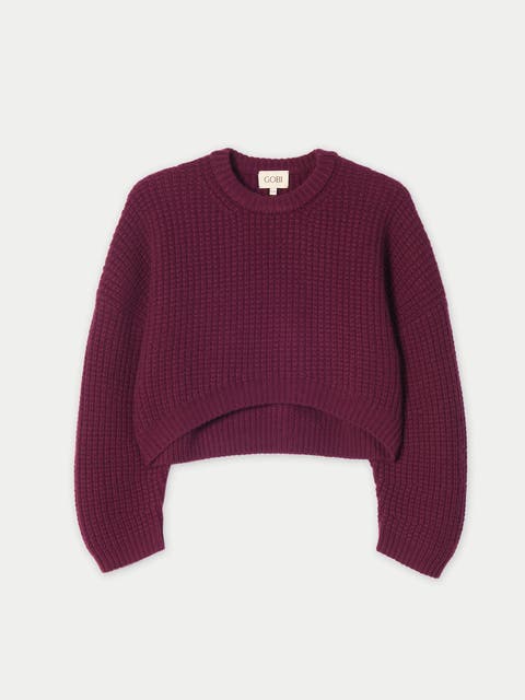 Oval-Sleeve Cropped Cashmere Sweater