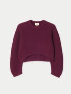 Gobi Cashmere Oval-Sleeve Cropped Cashmere Sweater