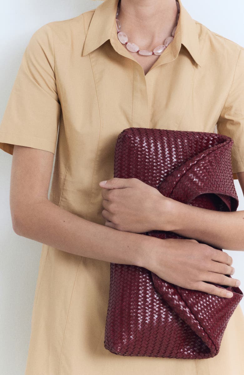 MANGO Short Sleeve Shirtdress, Alternate, color, Medium Brown