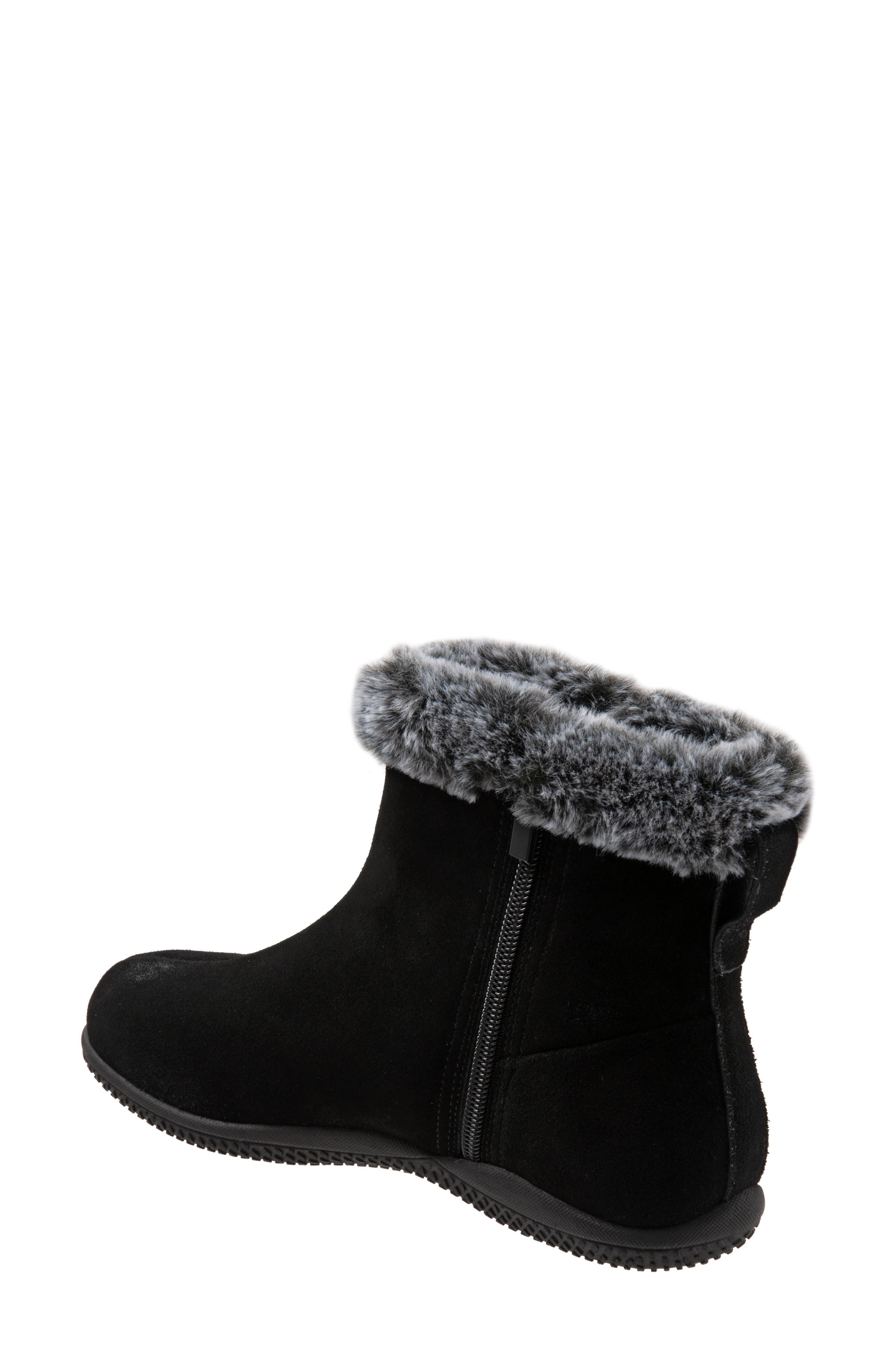 SoftWalk<sup>®</sup> Helena Faux Fur Bootie, Alternate, color, Black Suede