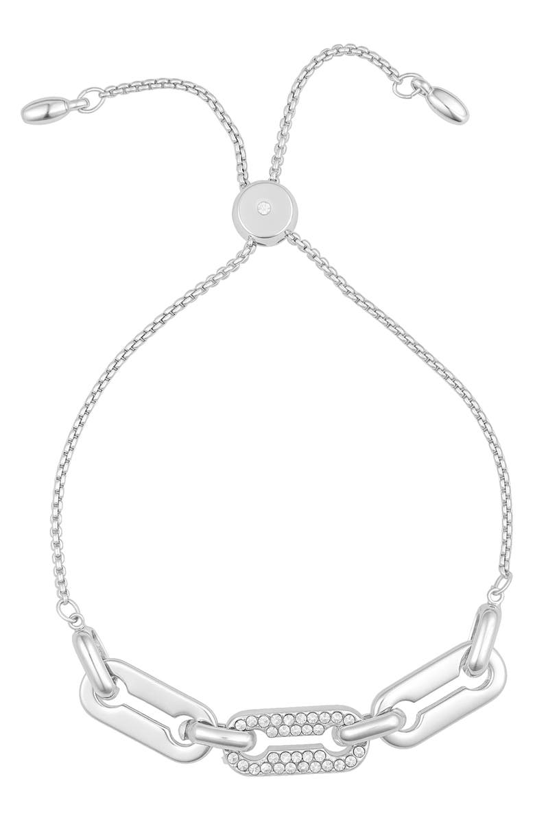 Vince Camuto Crystal Chain Slider Bracelet, Alternate, color, Silver Tone