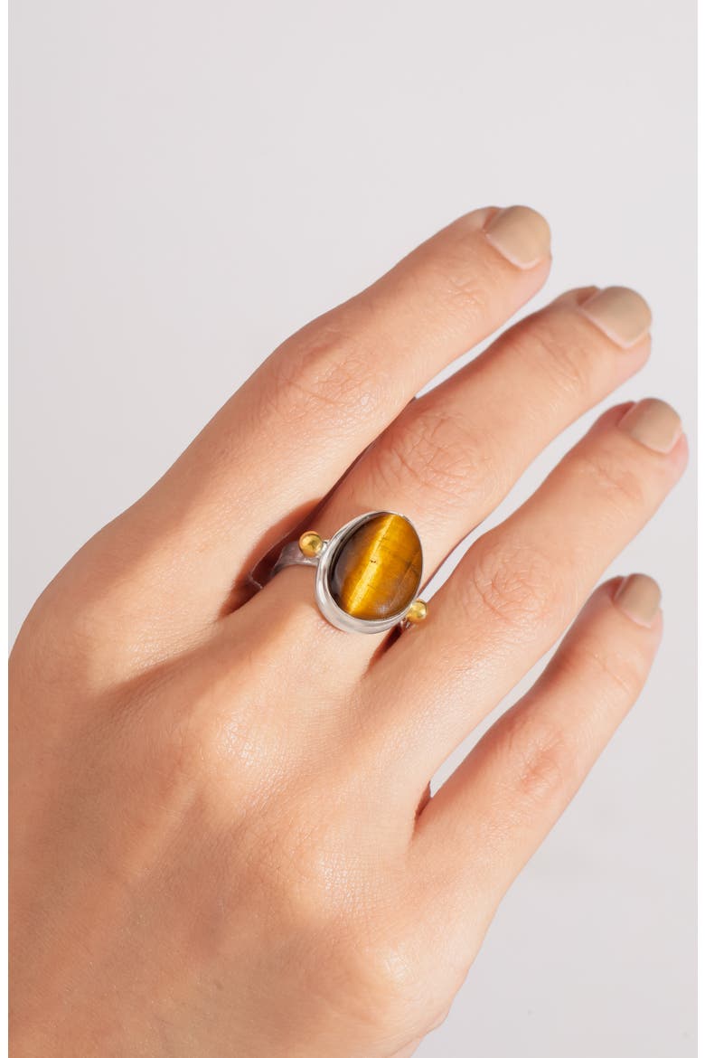 Tiger's Eye Ring, Alternate, color, BROWN