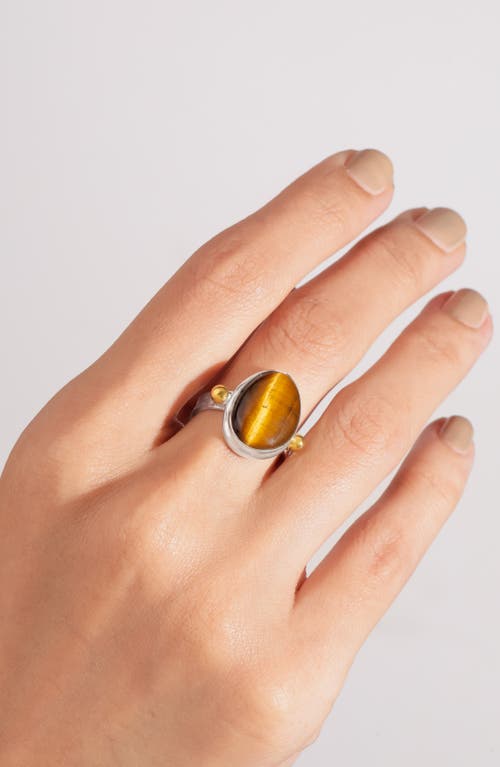 Ys Gems Tiger's Eye Ring In White