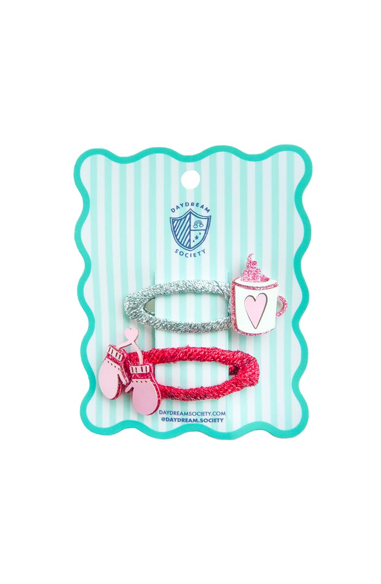 Daydream Society Mittens and Hot Cocoa Winter Hair Clip Set, Main, color, Assorted Pre-Pack