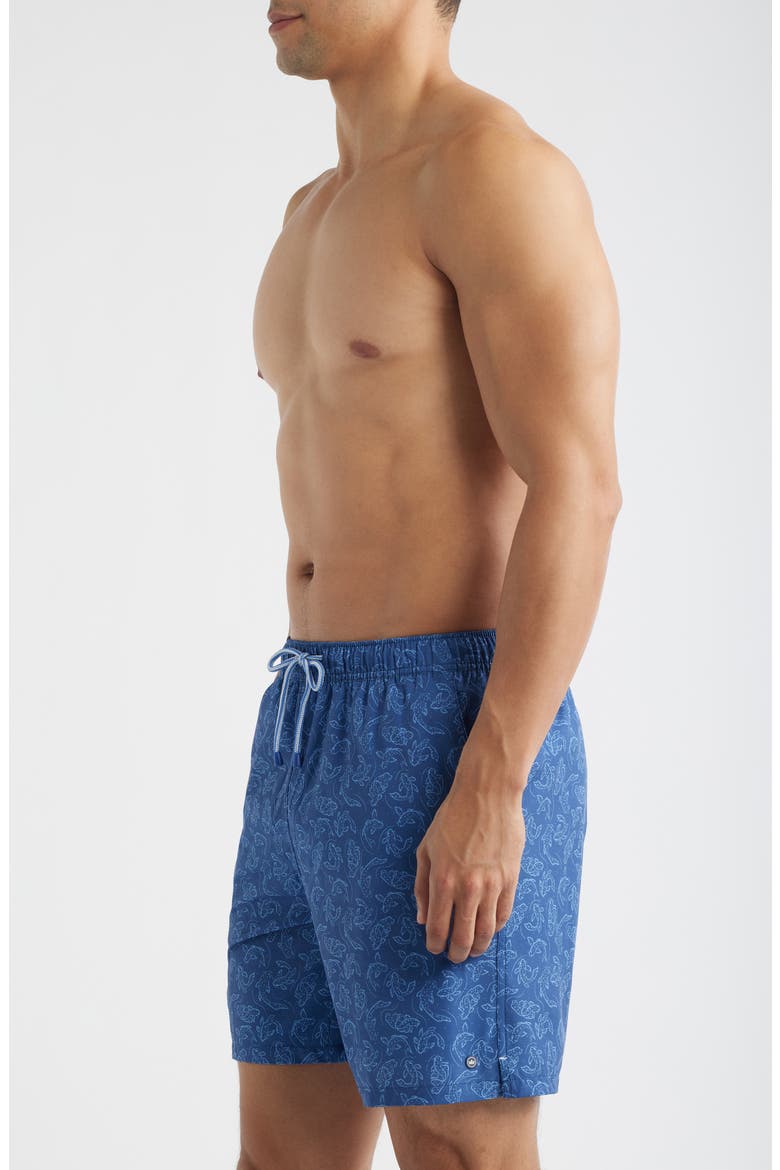 Pond Wander Koi Print Swim Trunks, Alternate, color, WINDSOR BLUE