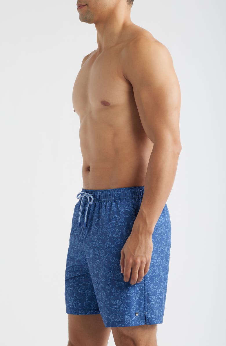 Peter Millar Pond Wander Koi Print Swim Trunks, Alternate, color, Windsor Blue