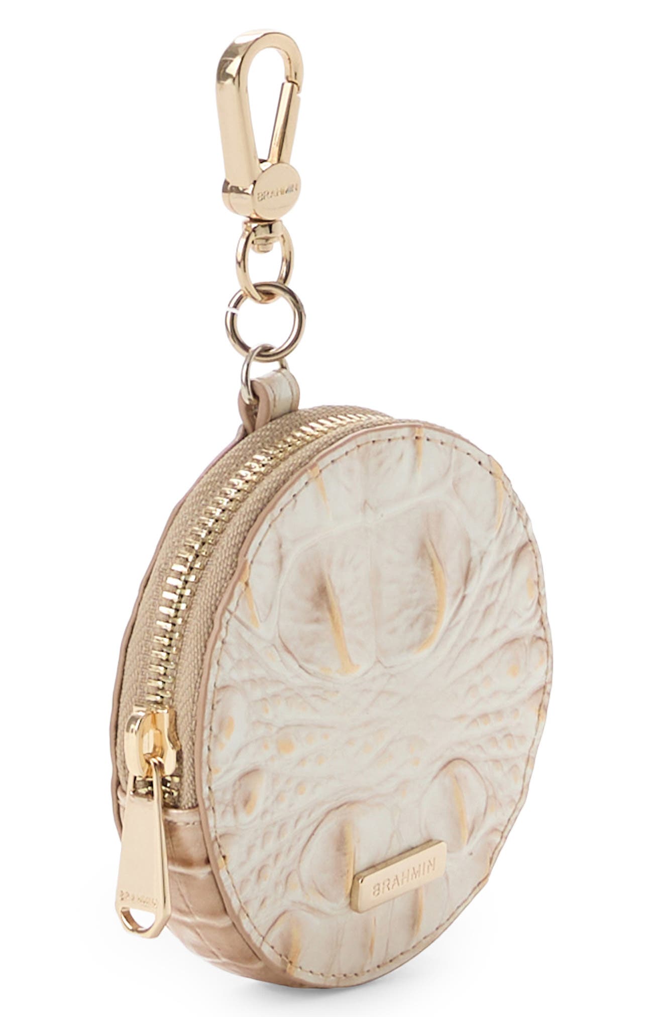 Brahmin Circle Croc Embossed Leather Coin Purse, Alternate, color, 