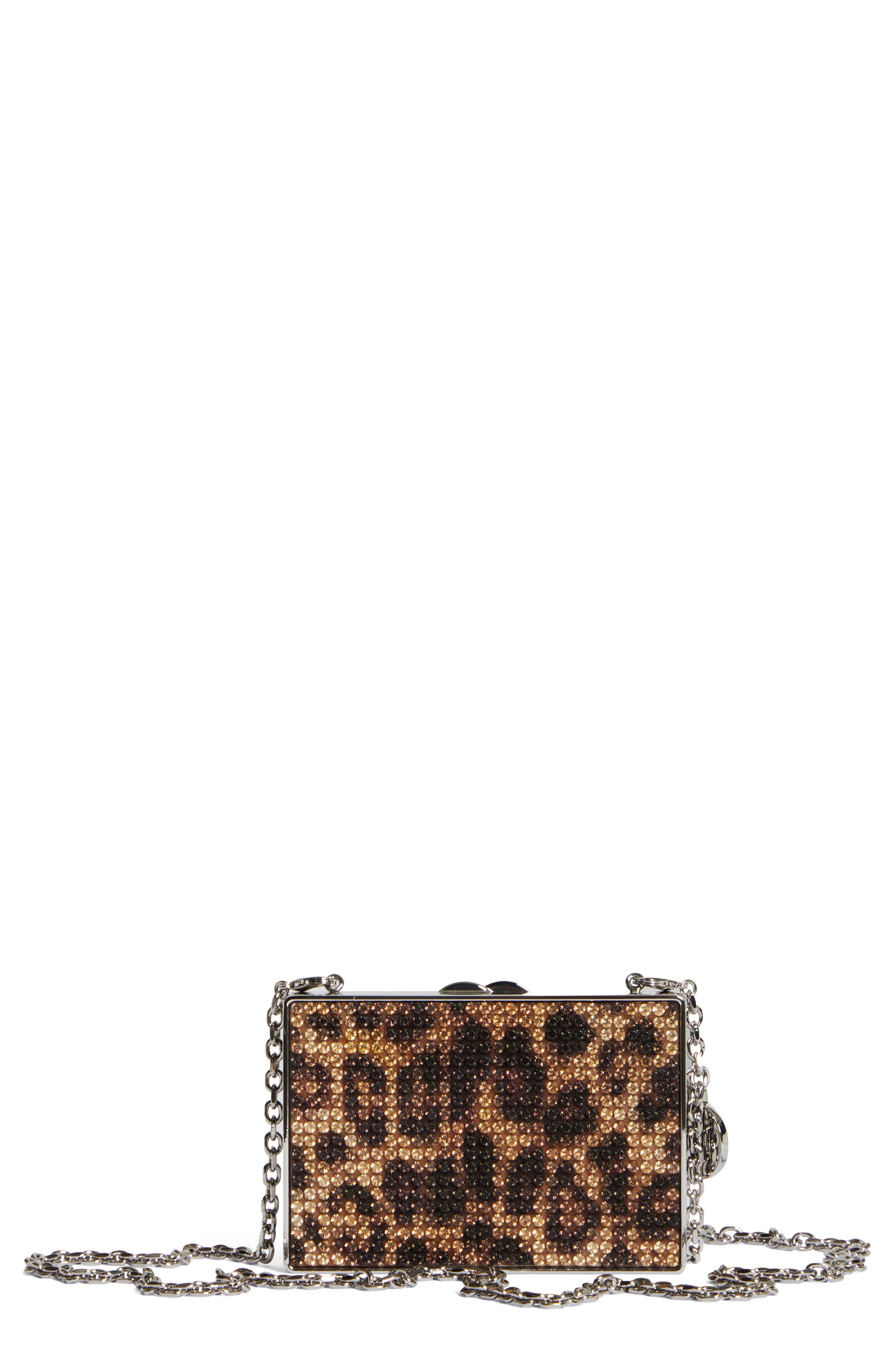 JUDITH LEIBER COUTURE Mini Crystal Leopard Frame Clutch, Alternate, color, 