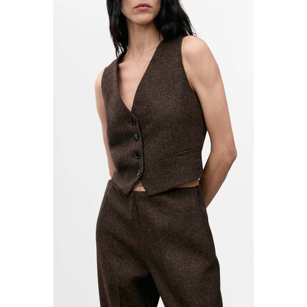 Mango Speckled Wool Blend Waistcoat In Brown