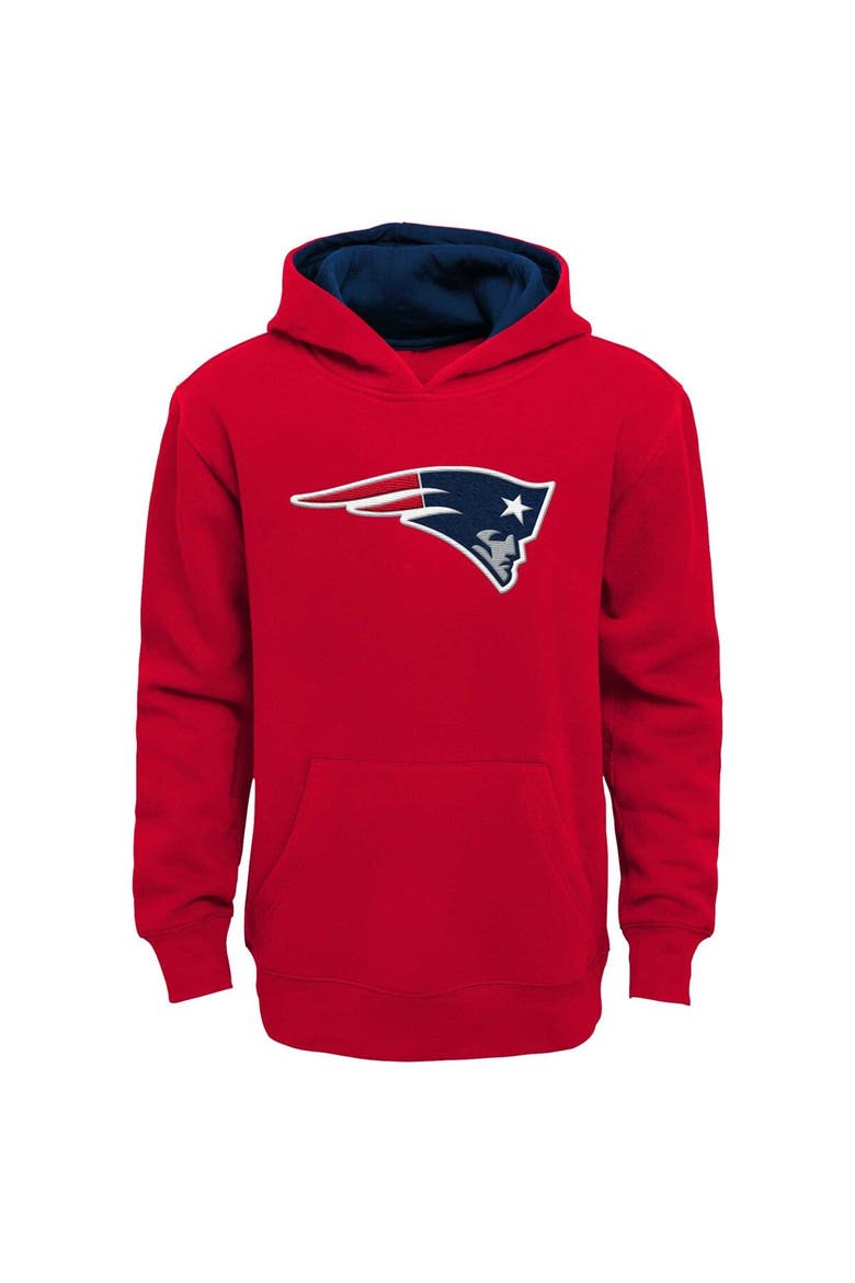 Youth Red New England Patriots Prime Pullover Hoodie, Main, color, Red