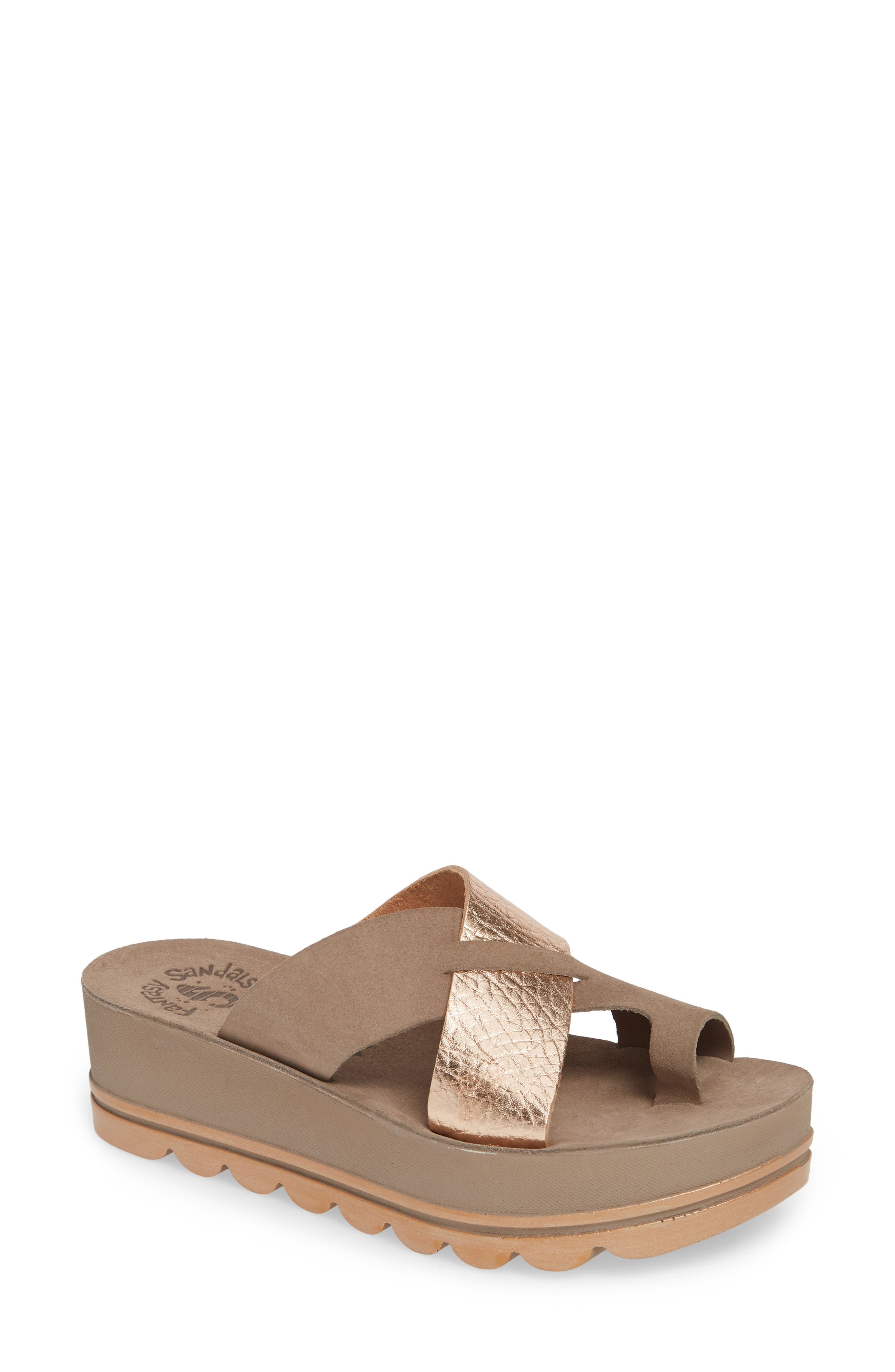 Clara Fantasy Slide Sandal, Main, color, COFFEE/ ROSE GOLD LEATHER