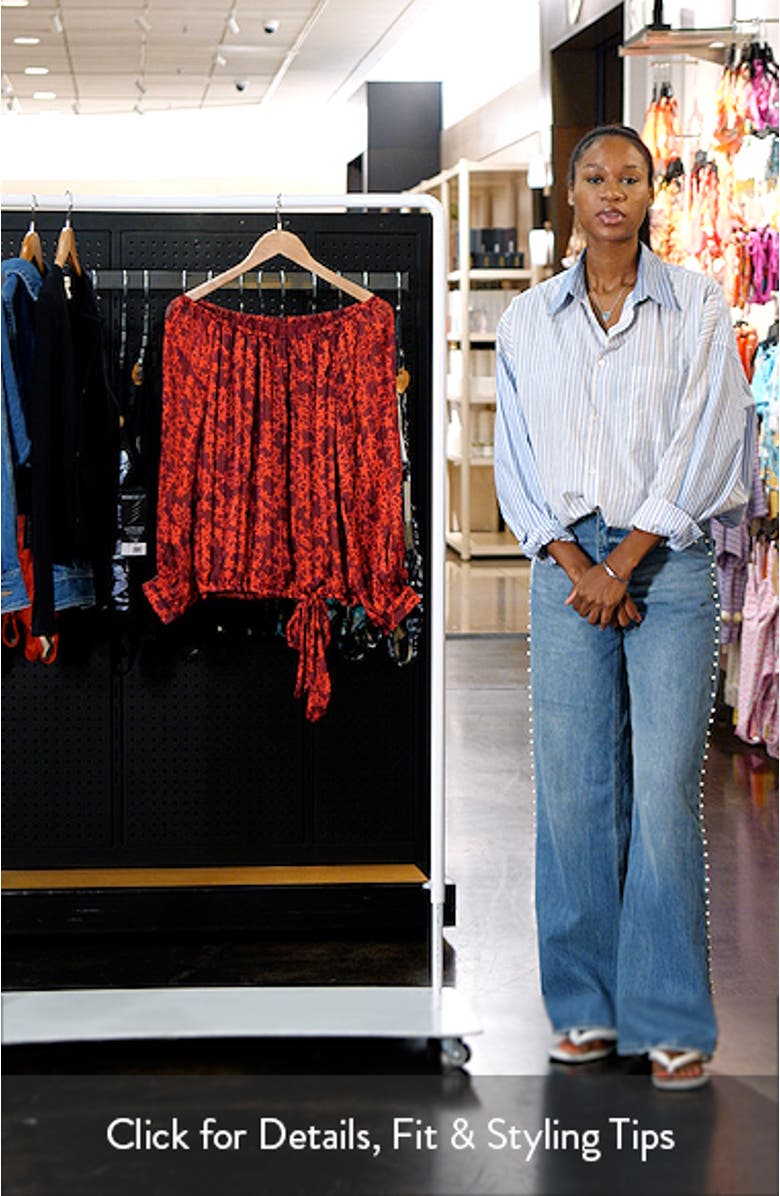 Floral Metallic Stripe Off the Shoulder Top, sales video thumbnail