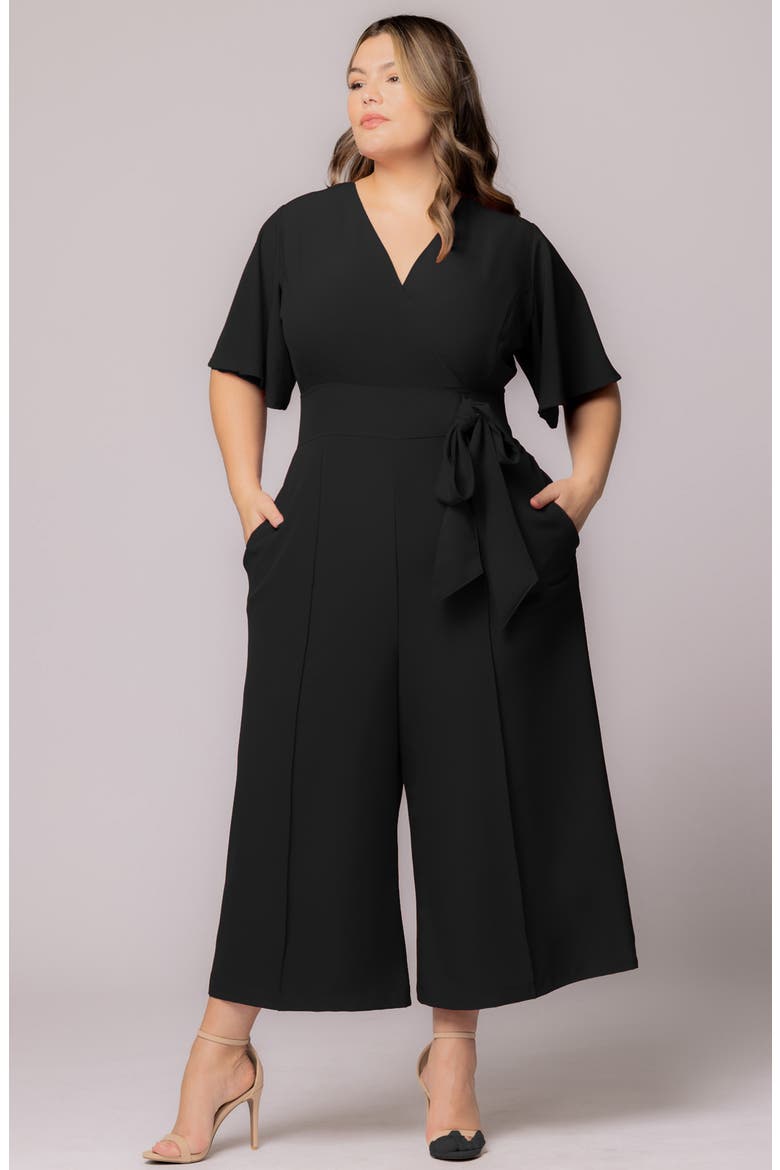 Evelyn Wide Leg Crop Jumpsuit, Alternate, color, BLACK NOIR