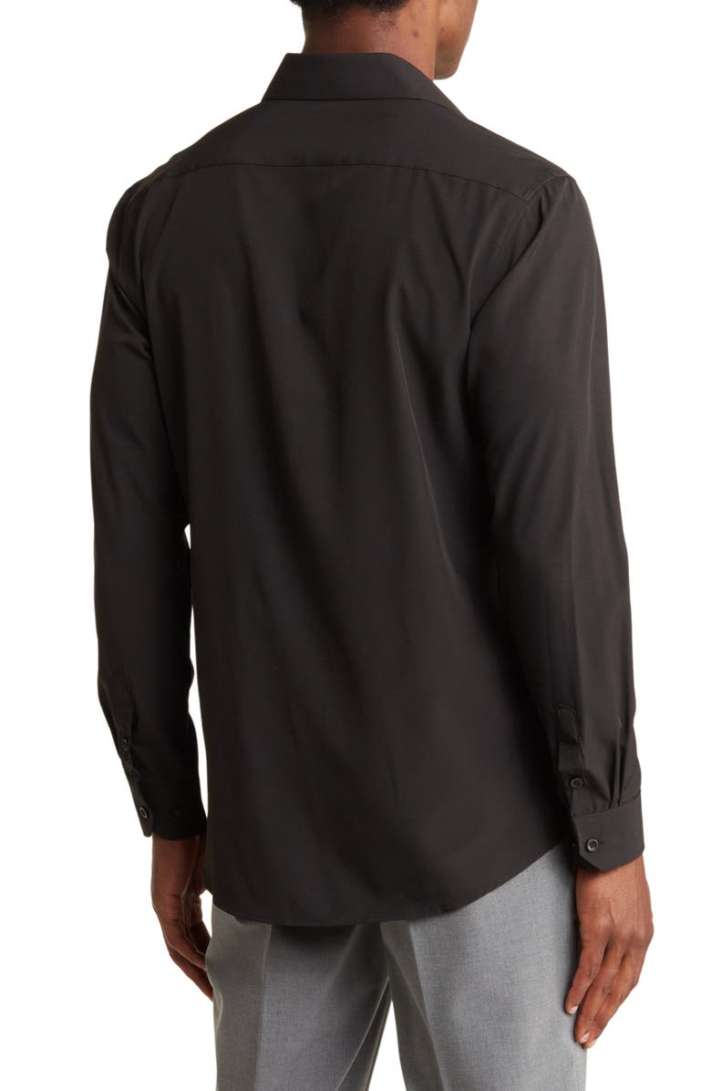 TOM BAINE Slim Fit Solid Wrinkle Resistant Performance Stretch Button-Up Shirt, Alternate, color, Black