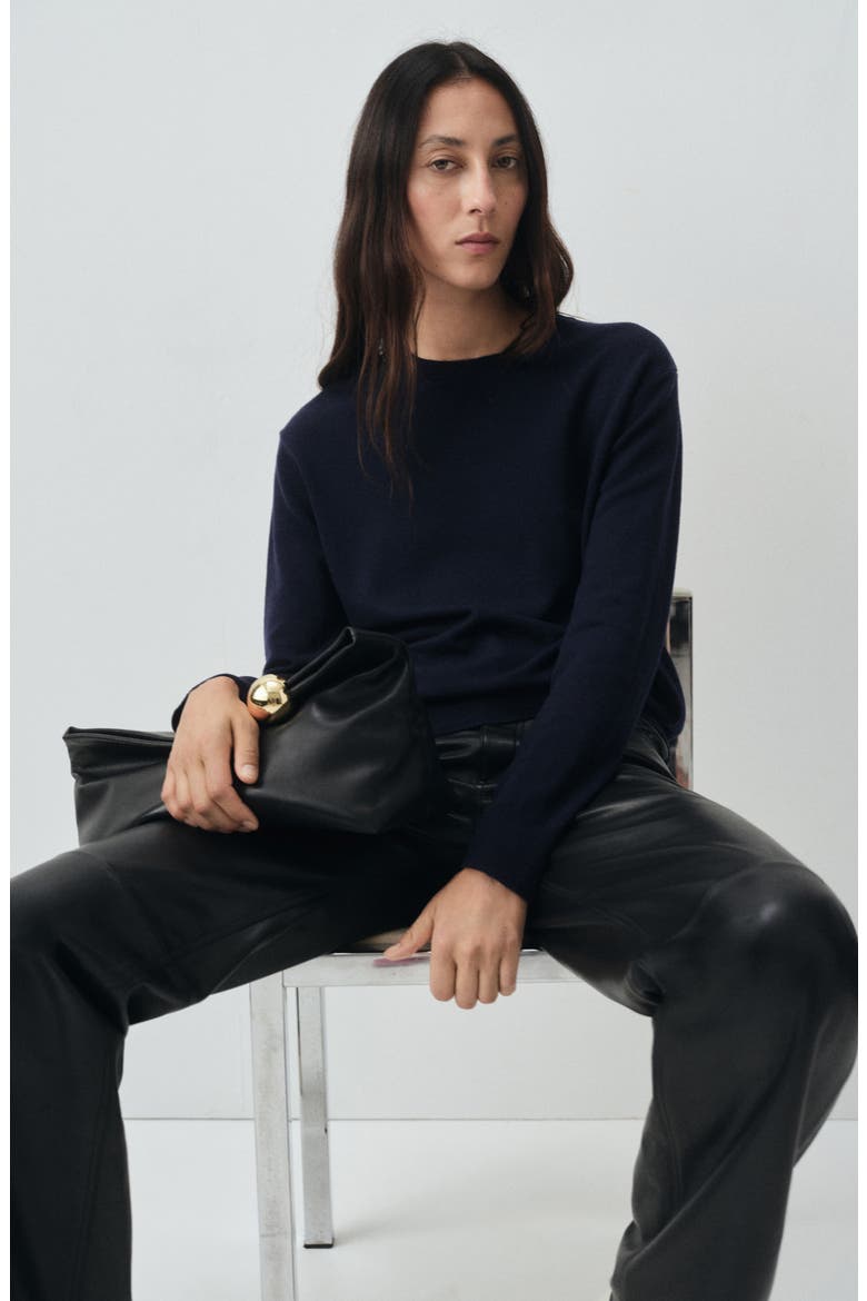 Selection Crewneck Wool Sweater, Alternate, color, NAVY
