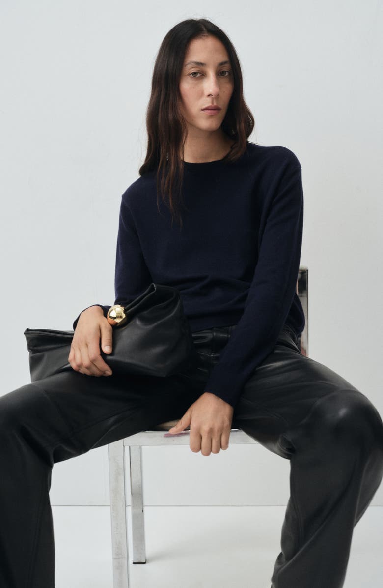 MANGO Selection Crewneck Wool Sweater, Alternate, color, Navy