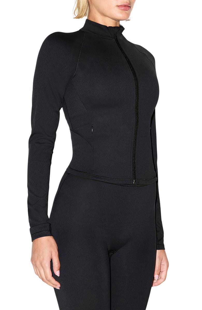 NikeSKIMS Full Zip Mock Neck Jacket, Alternate, color, Obsidian