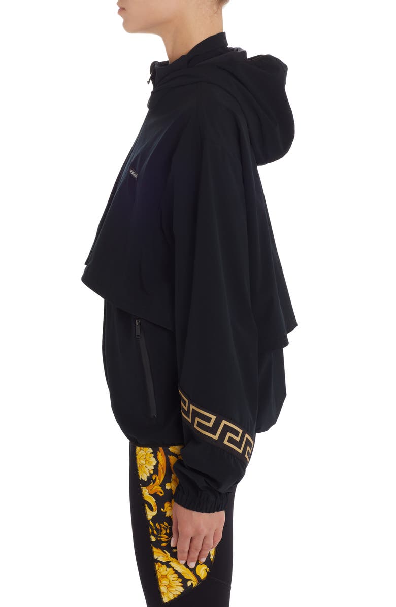 Versace La Greca Trim Windbreaker Jacket, Alternate, color, 